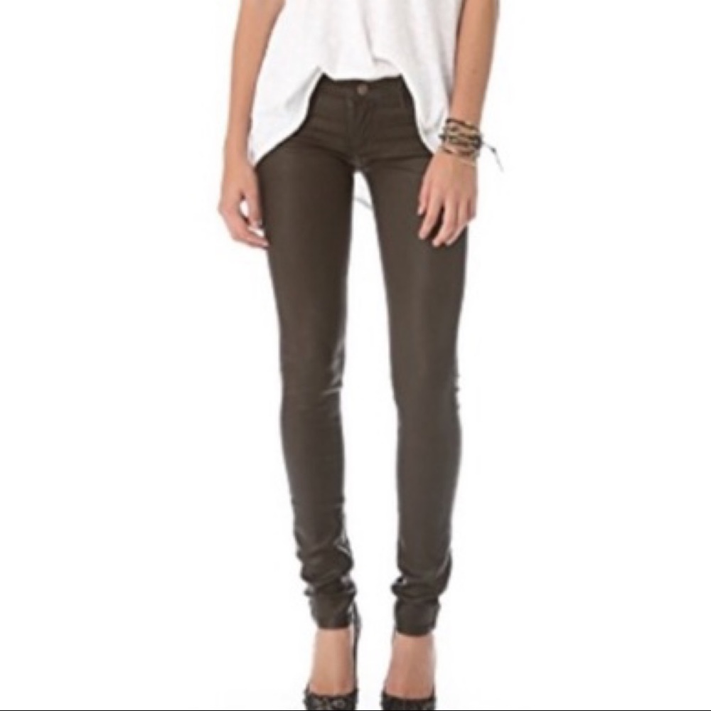 Habitual | Chocolate Brown Waxed Skinny Jeans